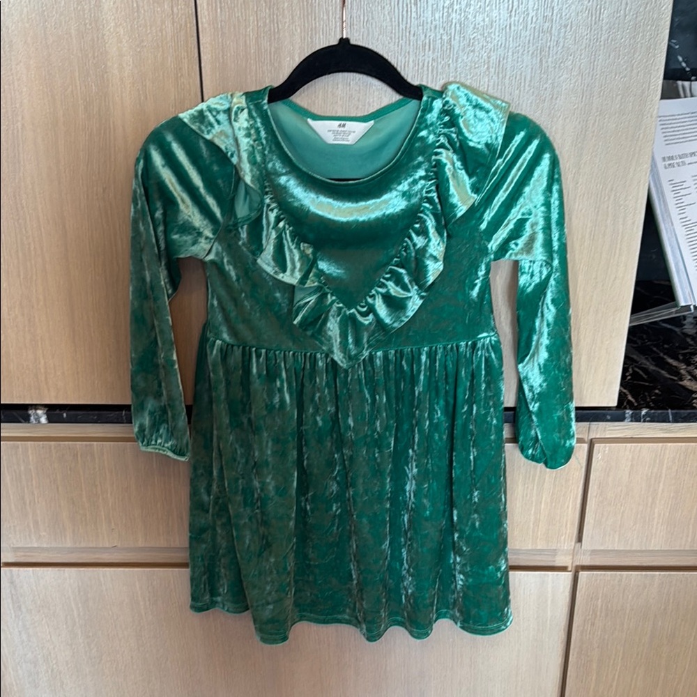 Never worn Green Velvet Ruffle Dress